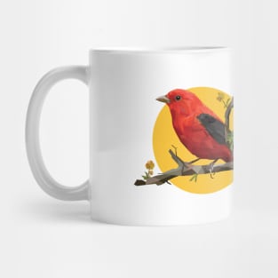 Red Scarlet. Bird. Geometric. Lowpoly. Arts. Illustration. Digital Art. Mug